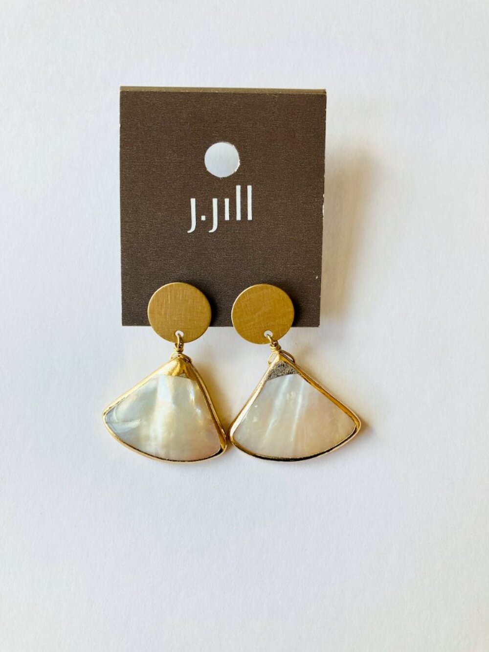 J. Jill Mother of Pearl Post Drop Earrings Shimmering Sea Goldtone Style 225241